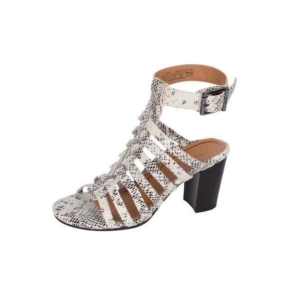 Vionic Sami Leather black and white Python Caged Sandals size 7.5 - Picture 1 of 11